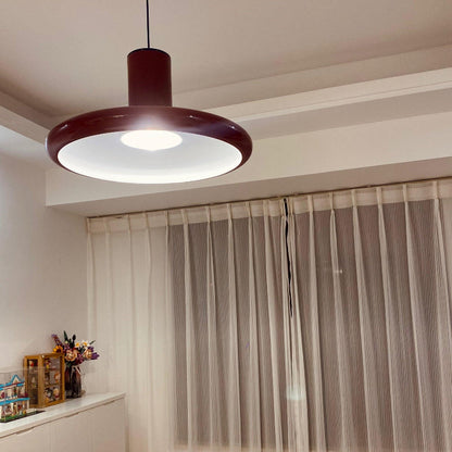 Red Metal Saucer Pendant Light