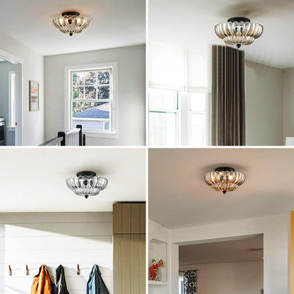 Ribbed Glass Umbrella Semi-Flush Light