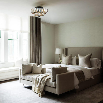 Ribbed Glass Umbrella Semi-Flush Light