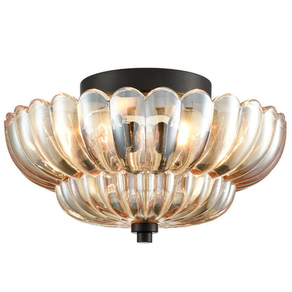 Ribbed Glass Umbrella Semi-Flush Light