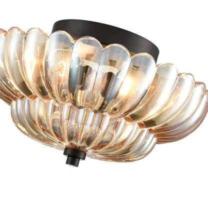 Ribbed Glass Umbrella Semi-Flush Light