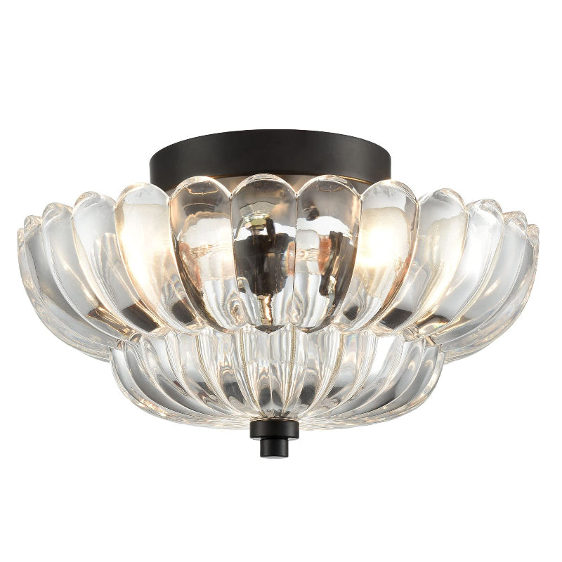 Ribbed Glass Umbrella Semi-Flush Light