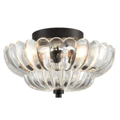 Ribbed Glass Umbrella Semi-Flush Light