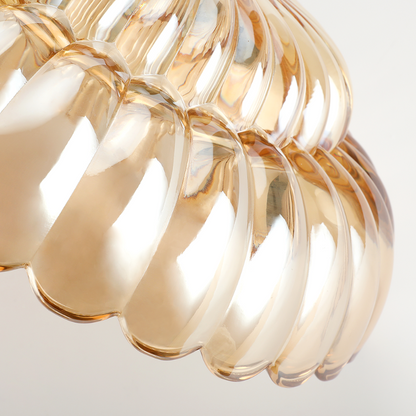 Ribbed Glass Umbrella Semi-Flush Light