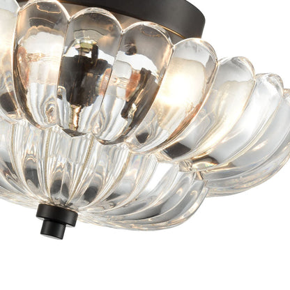 Ribbed Glass Umbrella Semi-Flush Light