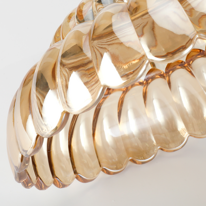 Ribbed Glass Umbrella Semi-Flush Light