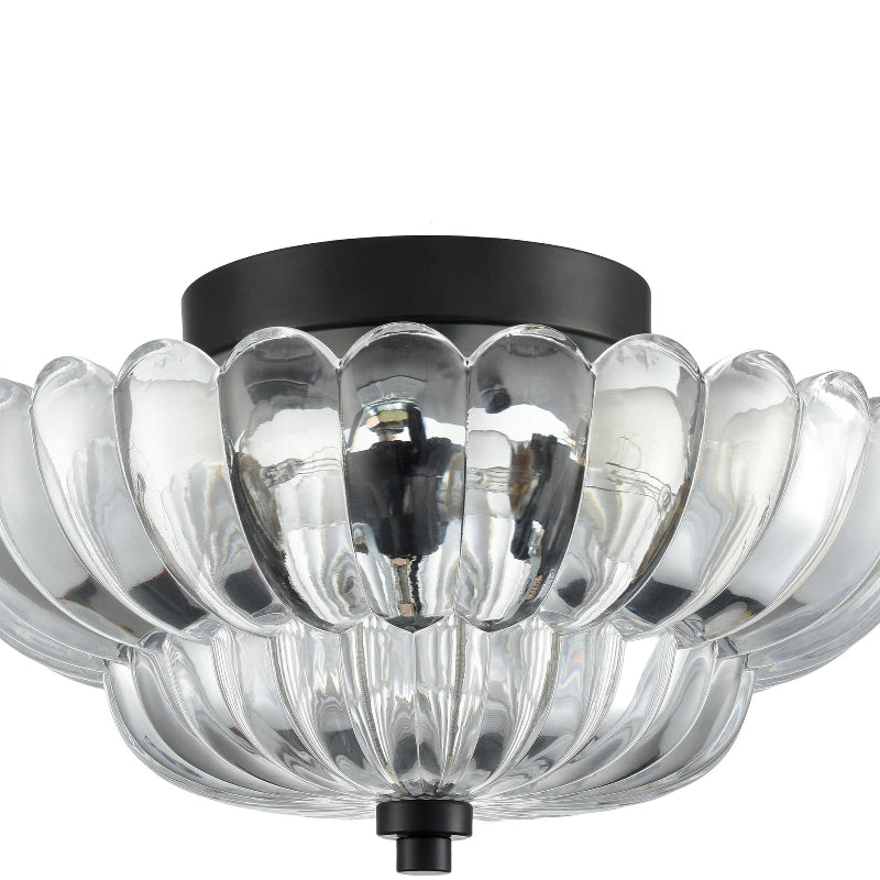 Ribbed Glass Umbrella Semi-Flush Light