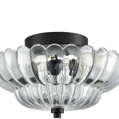 Ribbed Glass Umbrella Semi-Flush Light