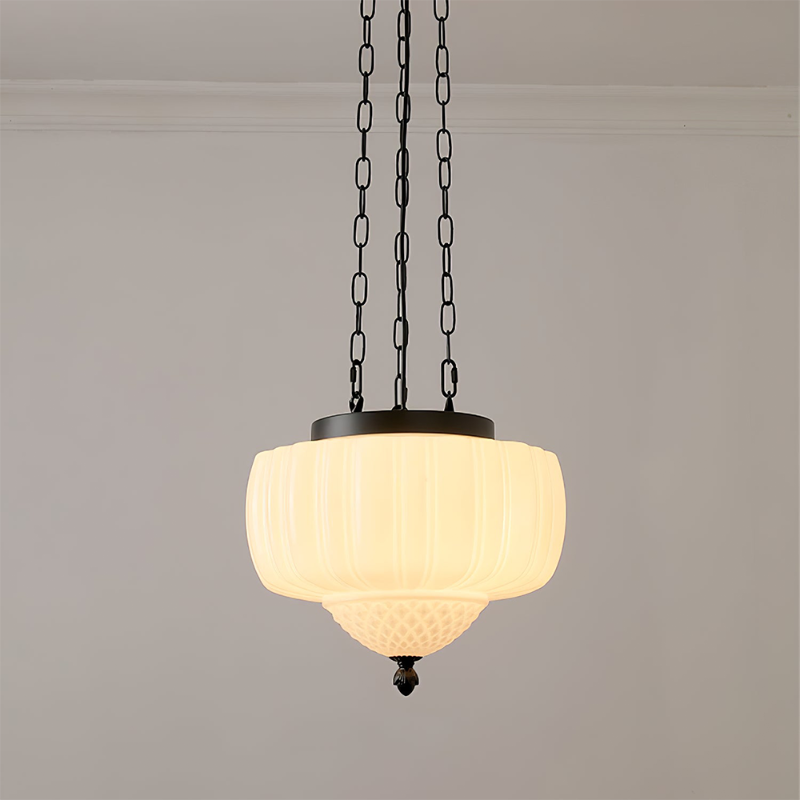 Fluted White Glass Minimalist Pendant