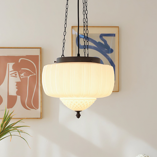 Fluted White Glass Minimalist Pendant