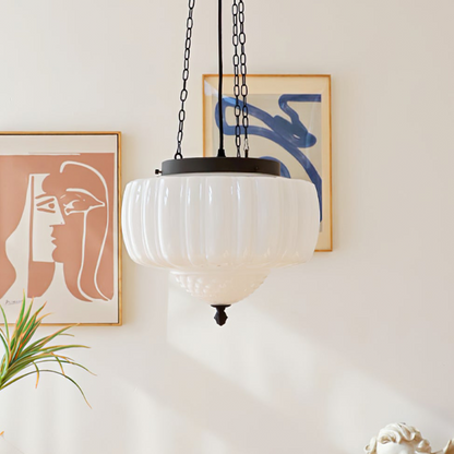 Fluted White Glass Minimalist Pendant