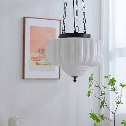 Fluted White Glass Minimalist Pendant