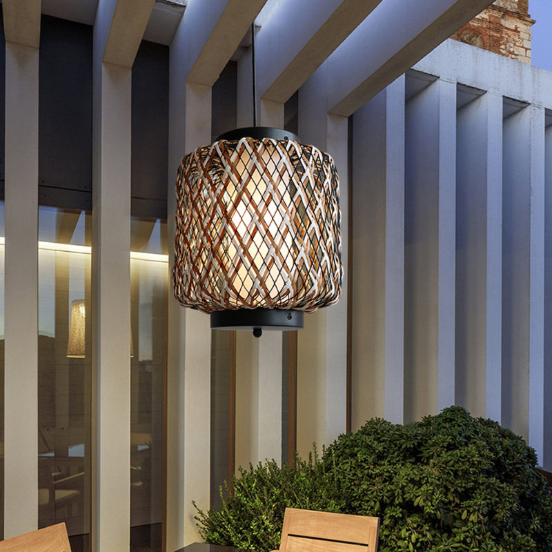 Bamboo Mesh Lantern Pendant Light