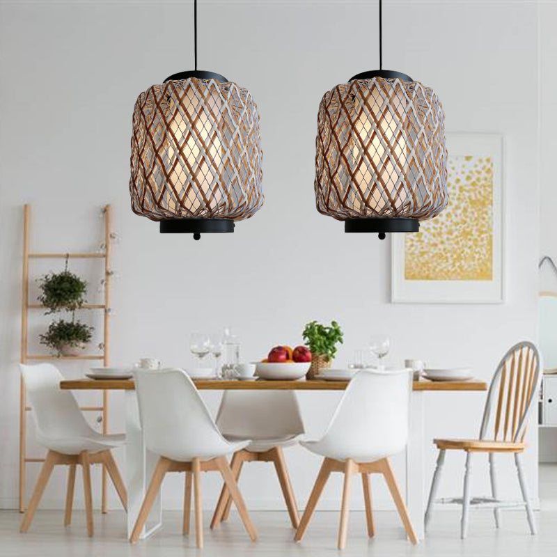 Bamboo Mesh Lantern Pendant Light