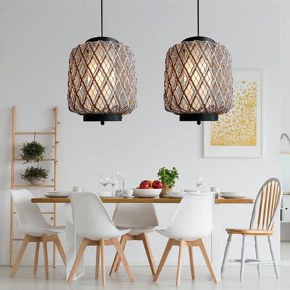 Bamboo Mesh Lantern Pendant Light
