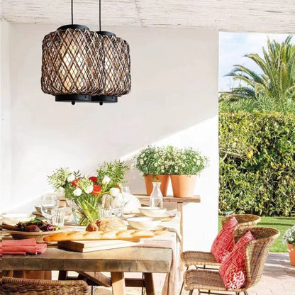 Bamboo Mesh Lantern Pendant Light