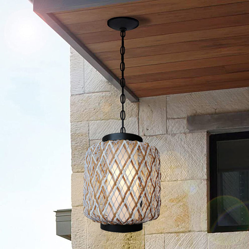 Bamboo Mesh Lantern Pendant Light