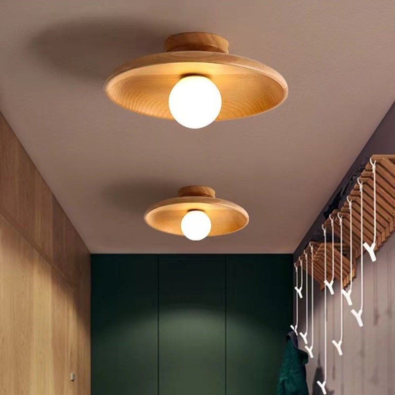 Flush Mount Solid Wooden Ceiling Light-[Modern pendant lighting for bedroom and living space]-Demolights UK