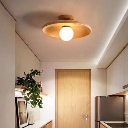 Solid Wood Flush Mount Ceiling Light