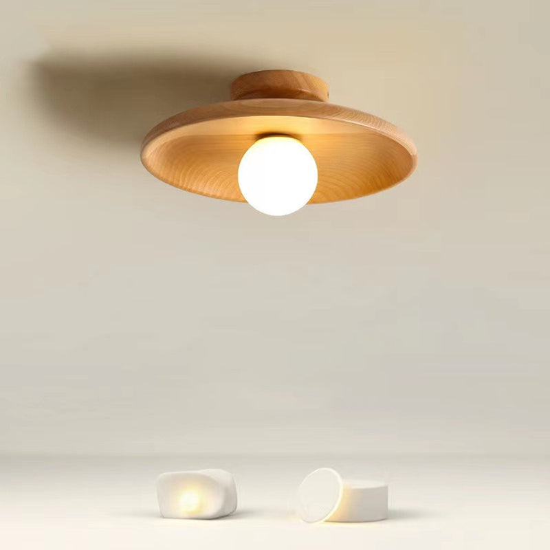 Solid Wood Flush Mount Ceiling Light