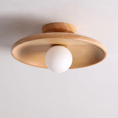 Solid Wood Flush Mount Ceiling Light
