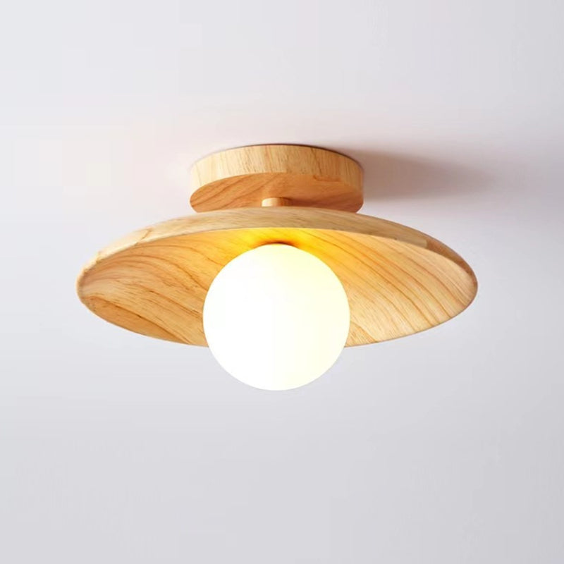 Solid Wood Flush Mount Ceiling Light