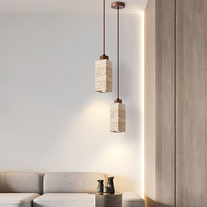 Stone and Wood Spotlight Pendant