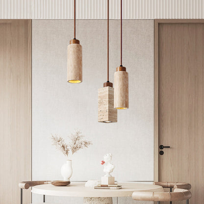 Stone and Wood Spotlight Pendant