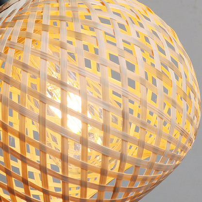Wicker Globe Pendant Light