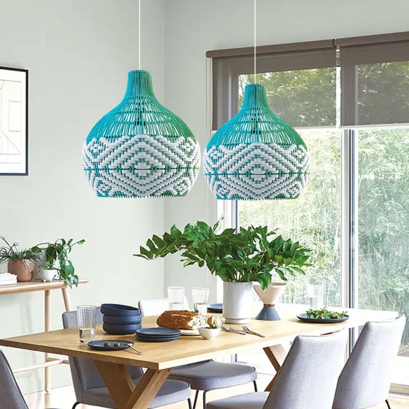 Sapphire Cove Blue Rattan Pendant
