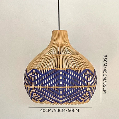 Blue Diamond Weave Rattan Pendant