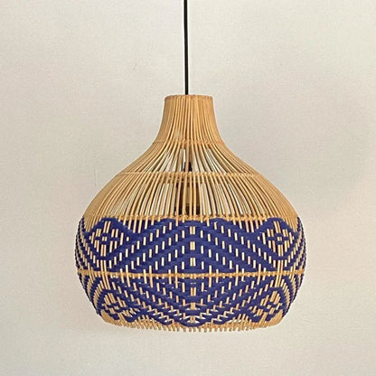 Blue Diamond Weave Rattan Pendant