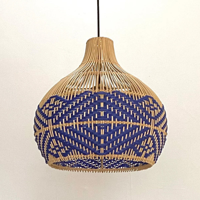 Blue Diamond Weave Rattan Pendant