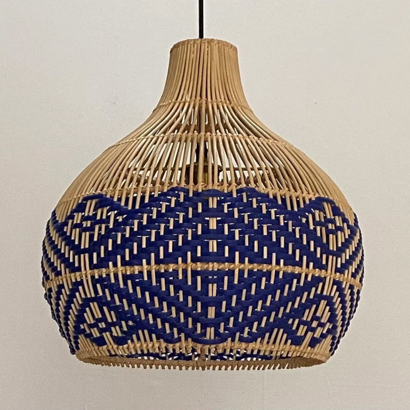 Blue Diamond Weave Rattan Pendant