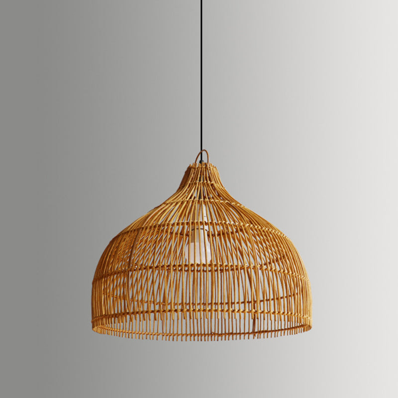Simple Hand-Woven Rattan Hanging Lamp