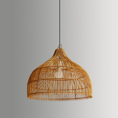 Simple Hand-Woven Rattan Hanging Lamp