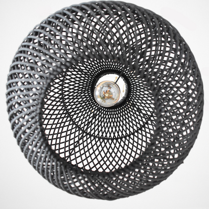Farmhouse Black Rattan Pendant Light
