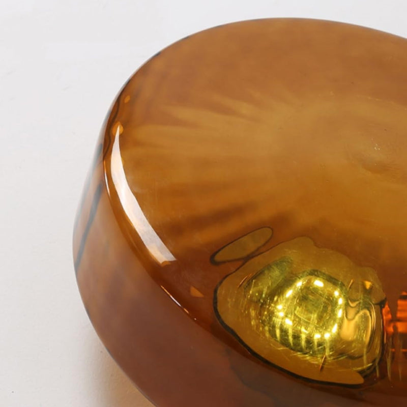 Amber Ribbed Glass Flush Mount Light