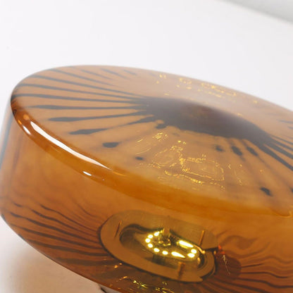 Amber Ribbed Glass Flush Mount Light