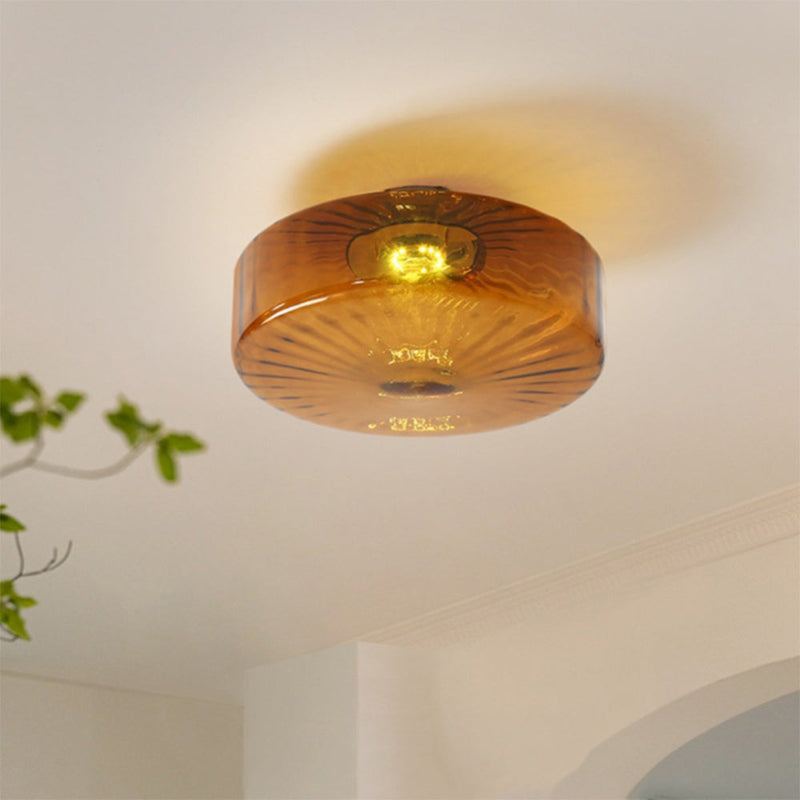 Amber Ceiling Light with Glass Shade for Bedroom-[Modern pendant lighting for bedroom and living space]-Demolights UK