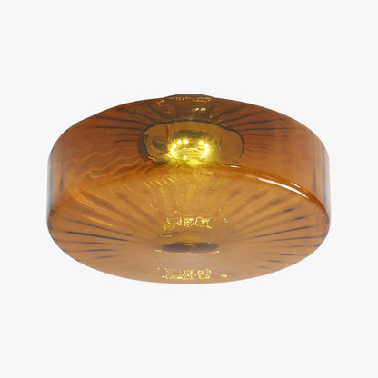 Amber Ribbed Glass Flush Mount Light