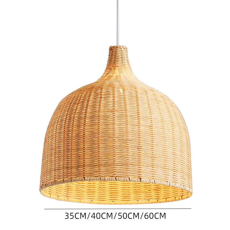 Hand-Woven Rattan Bell Pendant