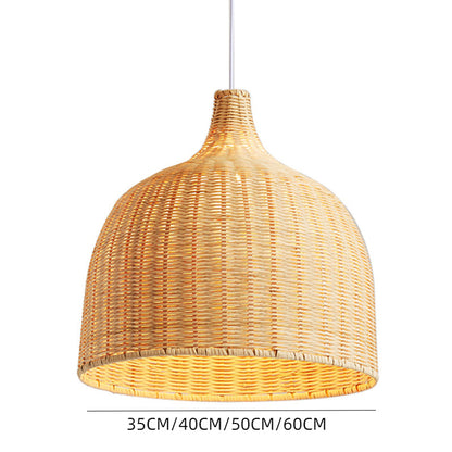 Hand-Woven Rattan Bell Pendant