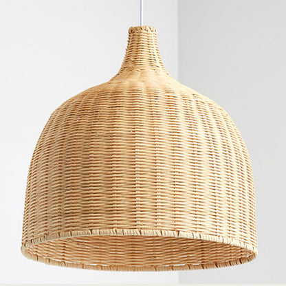 Hand-Woven Rattan Bell Pendant