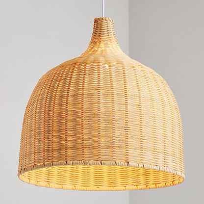 Hand-Woven Rattan Bell Pendant