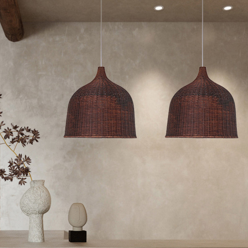 Hand-Woven Rattan Bell Pendant