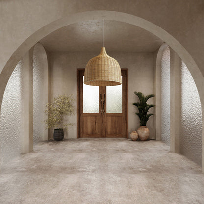 Hand-Woven Rattan Bell Pendant