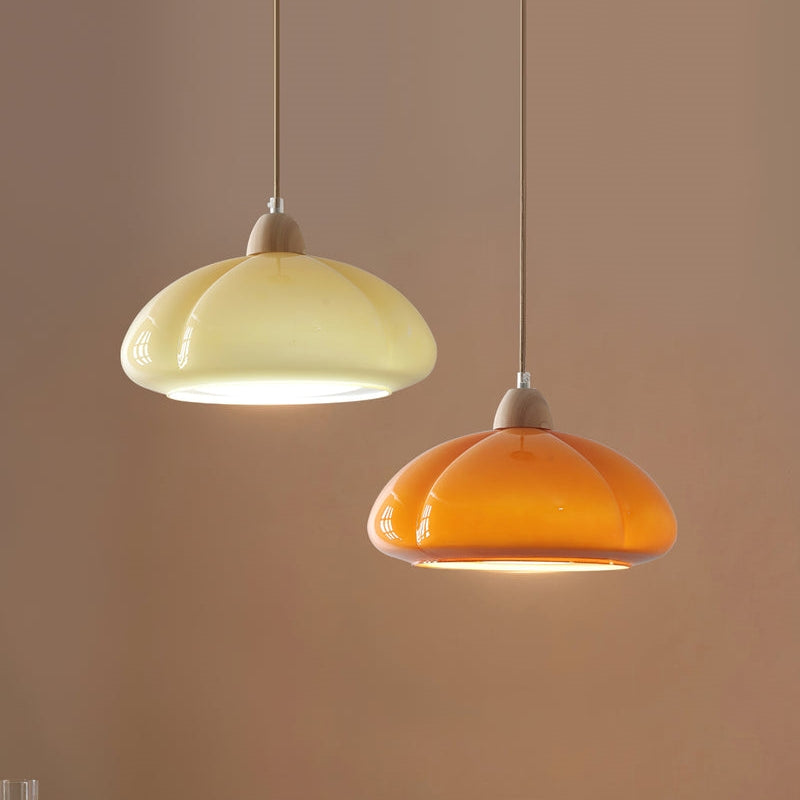 Vintage Pumpkin Glass Pendant Light-[Modern pendant lighting for bedroom and living space]-Demolights UK