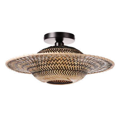 Black Bamboo Flying Saucer Ceiling Light