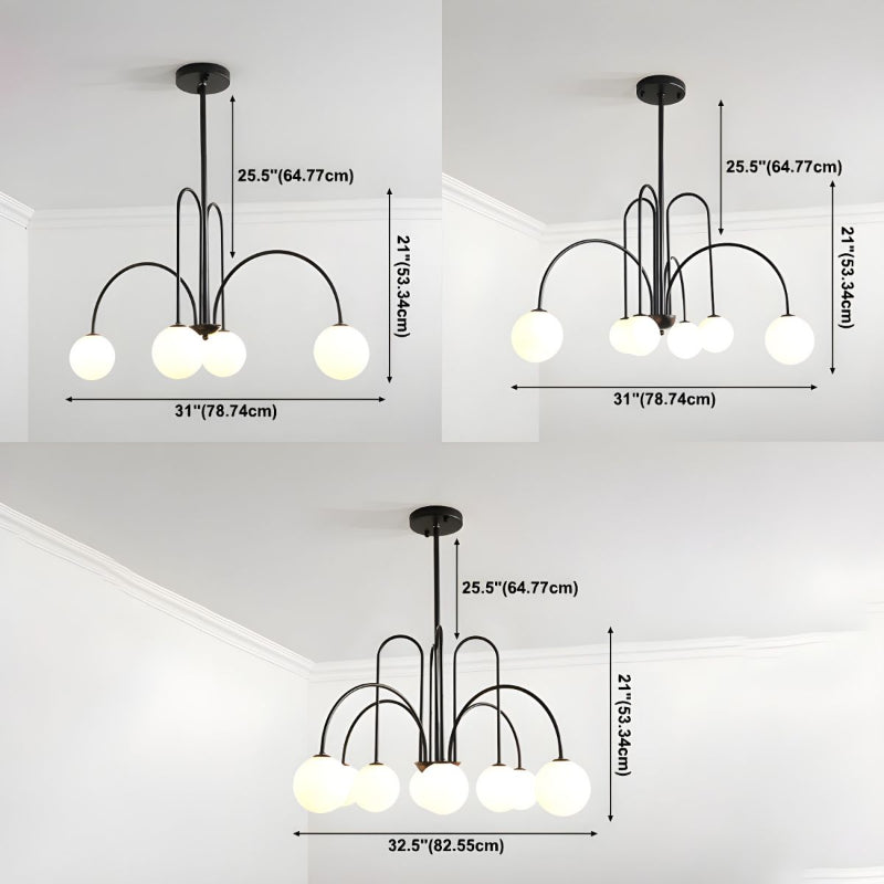 Gooseneck Opal Globe Chandelier